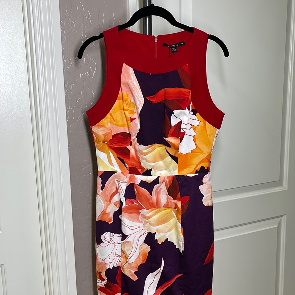 Black Halo Rohan Floral Sheath Dress Size 4 - Picture 4 of 11